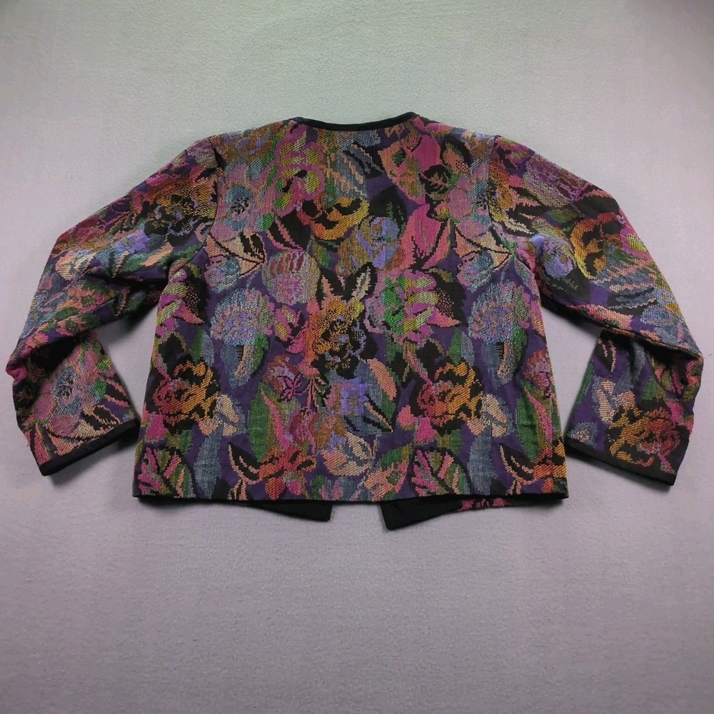 SOKO Womens Sz 10 Tapestry Jacket Long Sleeve Artisan USA Made Floral Open Front - Picture 6 of 6